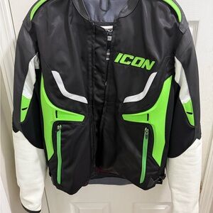 ICON Compound Hybrid Leather Jacket in Black and White